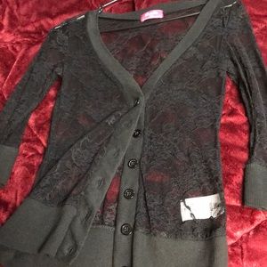 Black lace cardigan, size Small